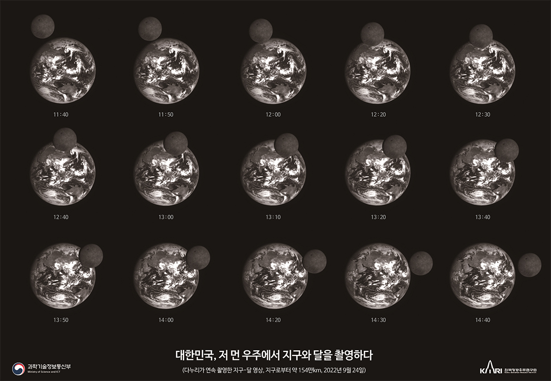 다누리가 한 달간 촬영한 지구-달 공전사진 공개 [이미지]