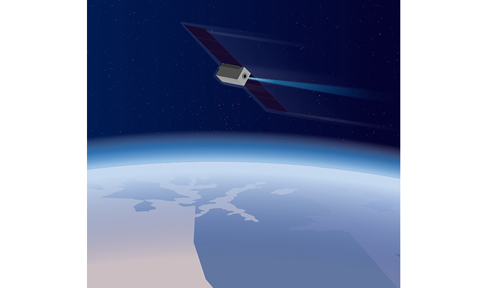 지구 상공 250km와 500km 고도에서 각각 운용 중인 고해상도 위성 이미지. 각 위성은 카메라 또는 센서를 통해 지표면을 향해 관측을 진행하고 있으며, 아래에는 한반도 지형이 뚜렷하게 표현되어 있다. 고도 차이에 따른 관측 범위나 해상도를 비교하는 용도로 활용 가능한 도식이다.